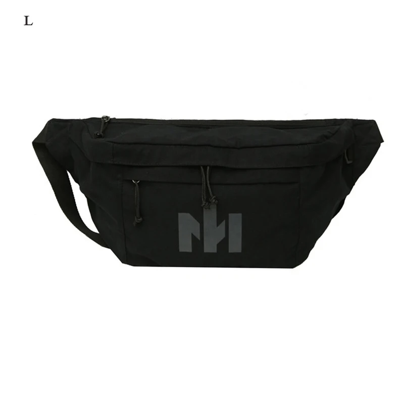 L Black Waist pack Женские карманные повседневные сумки на ремне, банановая сумка, сундук, материал холст, хип-хоп, сумка - Цвет: L Black Waist pack