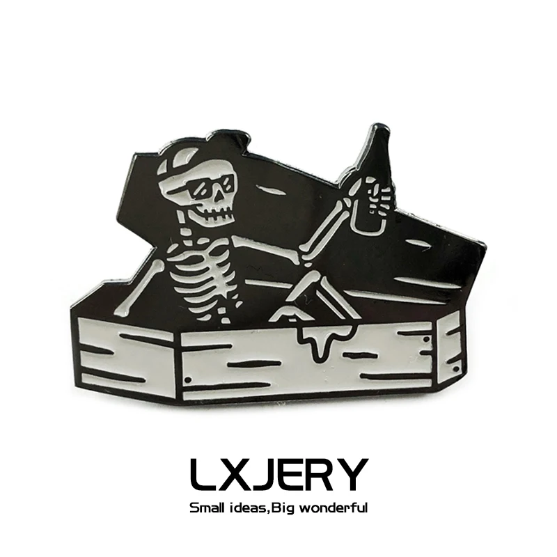 Забавный значок LXJERY в виде черепа на рюкзак брошь с дизайном скелет булавок для