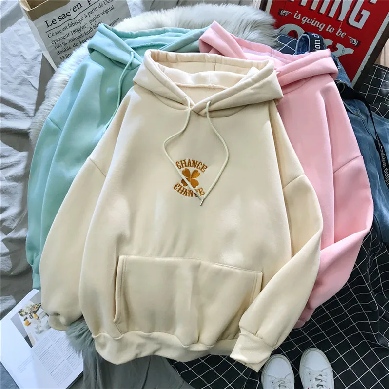 

Hoodies Women Autumn Winter Student Loose Korean Fashion Ins Sweatshirt Print Pocket Female Hooded De Moda Streetwear Hoody