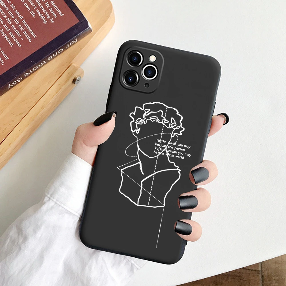 

Sexy Line Art Heart Soft Phone Case For iPhone11 Pro Max X XR Xs 6 6s 7 8 Plus 5SE Cartoon Oil painting Silicone Back cover Capa