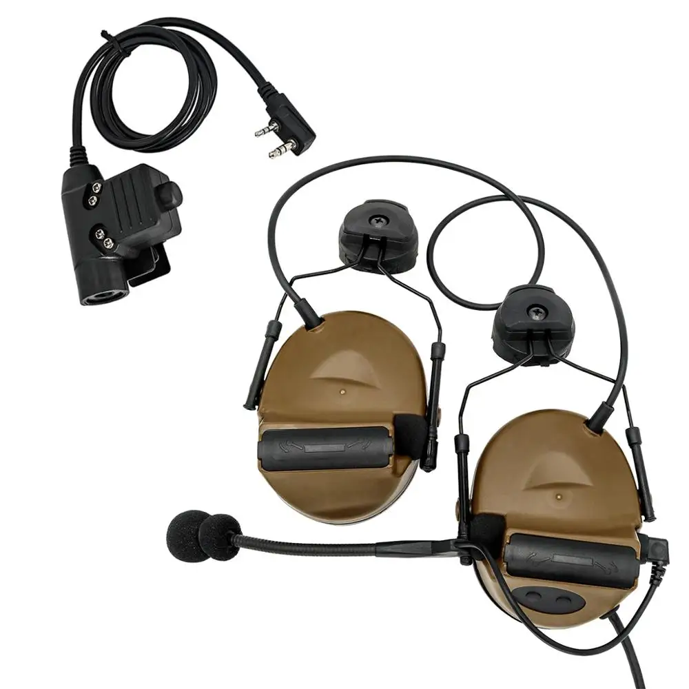 Electronic COMTAC II Helmet Bracket Headphones Noise Reduction Pickup Tactical Headphone,Shooting Hunting Protective Earmuffs CB