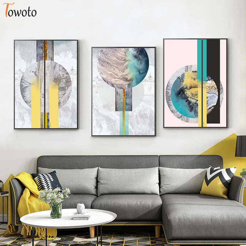 Абстрактная Картина на холсте в скандинавском стиле геометрический принт