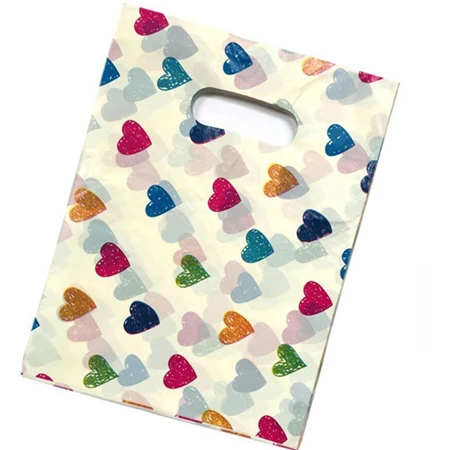 Colorful heart Герметичность 15*20 см 50 шт. свадебные подарки бутик подарки упаковка для покупок пластиковая ручка сумки ювелирные изделия пластиковая упаковка сумки для хранения - Цвет: Colorful heart