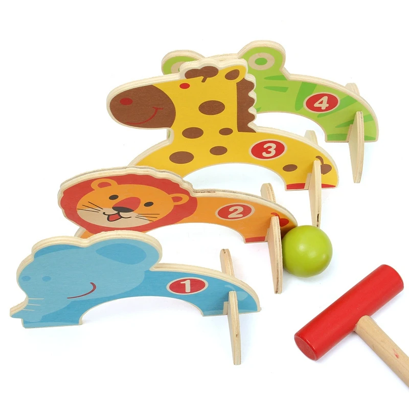 Детские Мини Деревянные Мультяшные игрушки для гольфа крокеты спортивные игры