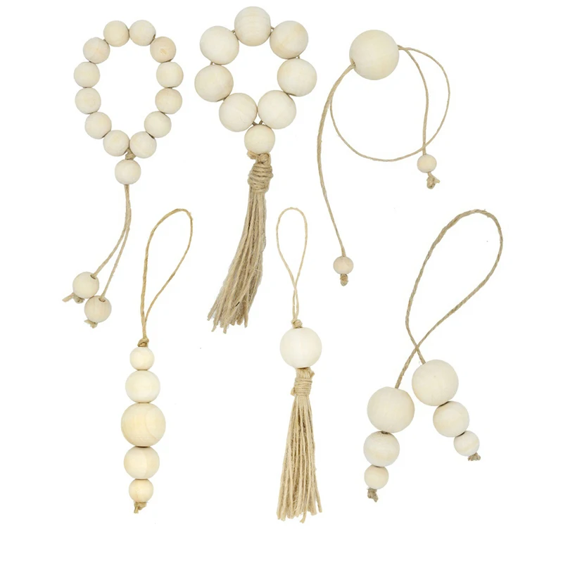 Лидер продаж набор деревянных бусин гирлянда бусины кольца для салфеток Tassles