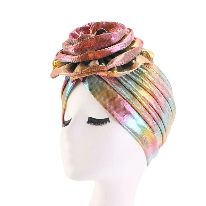 1 шт. лазерный мусульманский тюрбан для женщин/девочек Gig Flower Coloful cap Индия узел