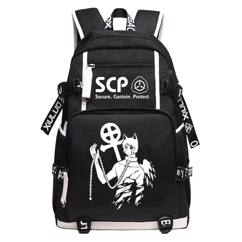 SCP тональный женский рюкзак с мультяшным принтом, холщовые школьные сумки для девочек-подростков, SCP дорожный рюкзак, USB рюкзак для ноутбука