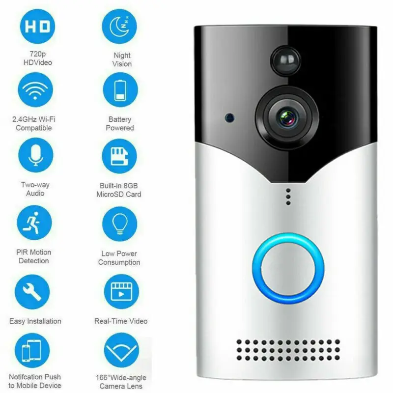 Wi Fi дверной звонок Беспроводное видео Двусторонняя камера ночного