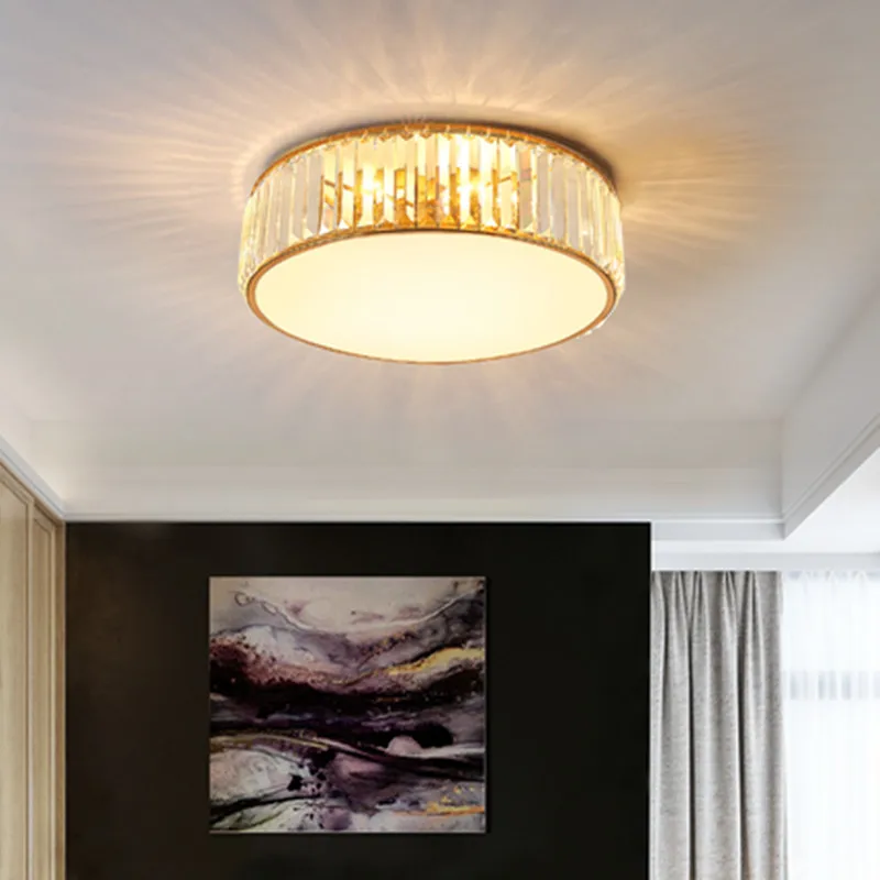 

IKVVT Postmodern Minimalist Bedroom Lamp Warm And Romantic Room Study Led Ceiling Lamp Round Light Luxury Crystal Balcony Lamp