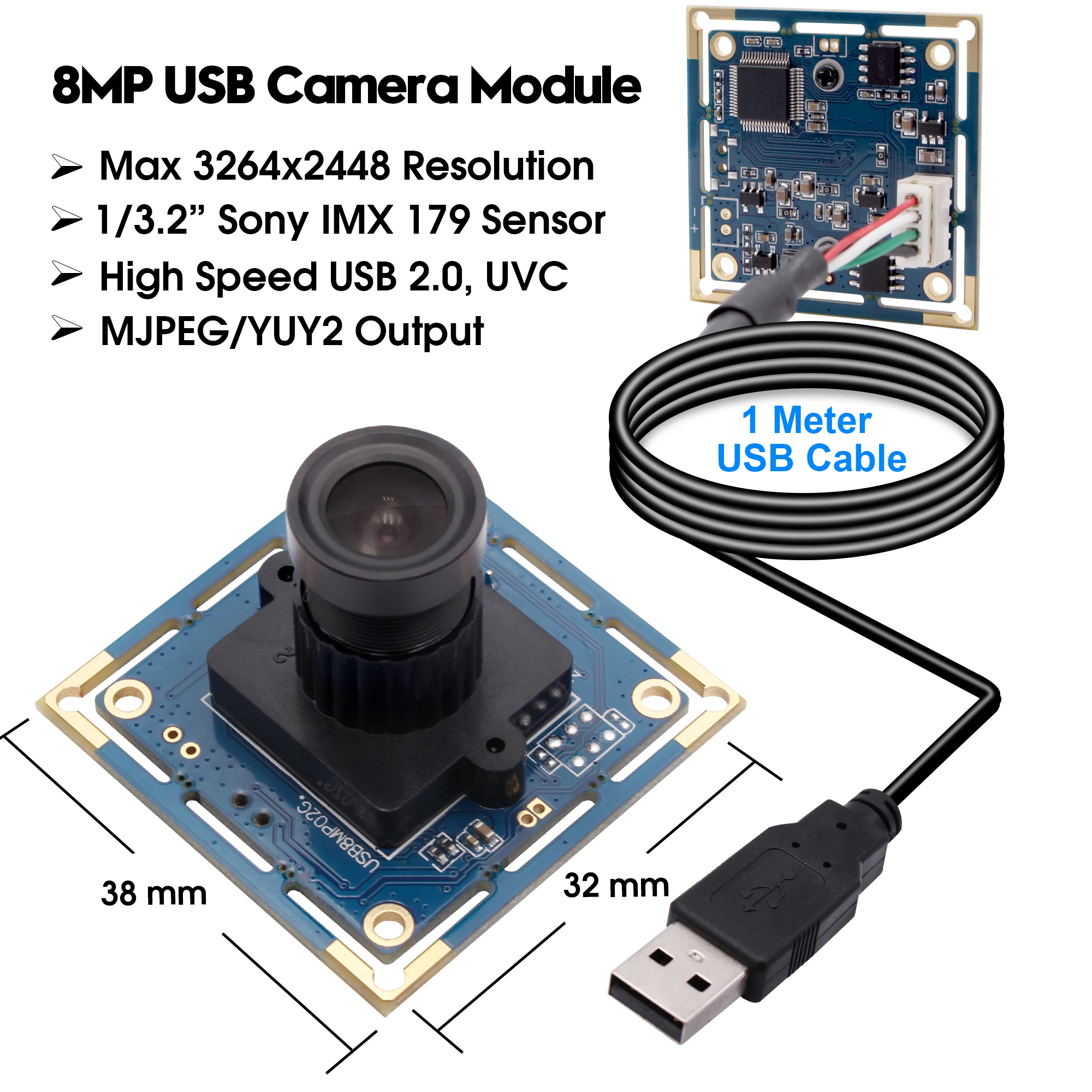 3.6mm lens 8MP 3264X2448 MJPEG YUY2 camera module SONY IMX179 CMOS microscope USB small video webcam for Medical Equipment | Безопасность