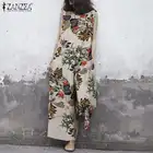 Женские летние комбинезоны 2022 ZANZEA винтажные Цветочные Комбинезоны повседневные широкие брюки женские комбинезоны с принтом репы