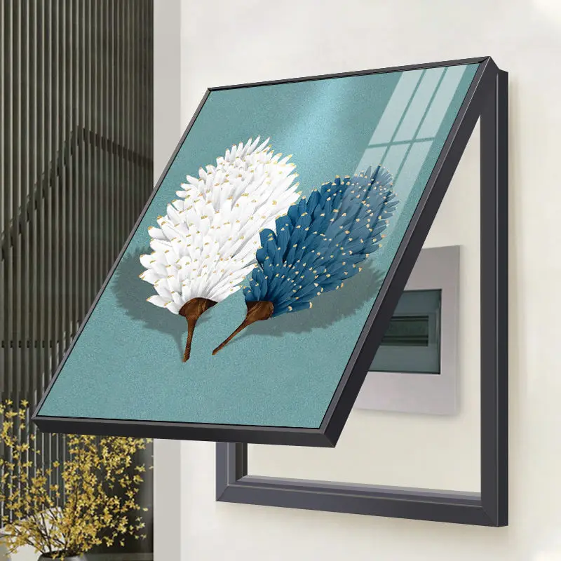 Вертикальный современный фотобокс с подсветкой абстрактное перо без отверстий