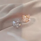 Женское Открытое кольцо на указательный палец, роскошное золотистое кольцо с полой звездой, свадебные украшения