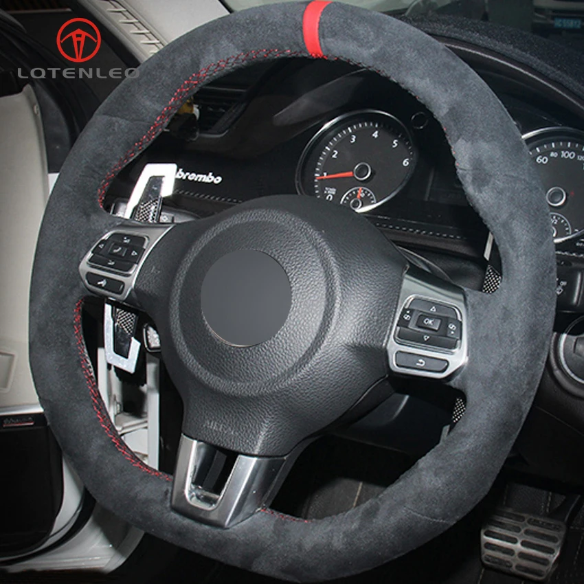 LQTENLEO черная высококачественная замша для Volkswagen Golf 6 GTI MK6 VW Polo Scirocco R Passat CC Line|car steering