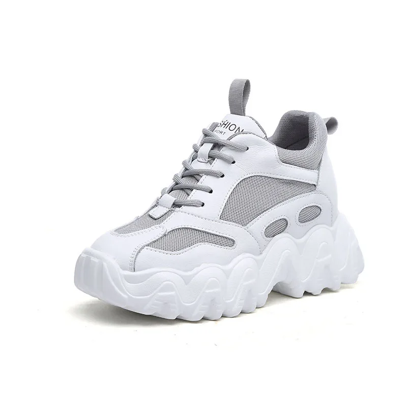 

SWONCOSpring Causal Shoes White Women Sneakers On Platform 2020 New Breathable Female Wedges Shoes Sneakers For Womens Nice