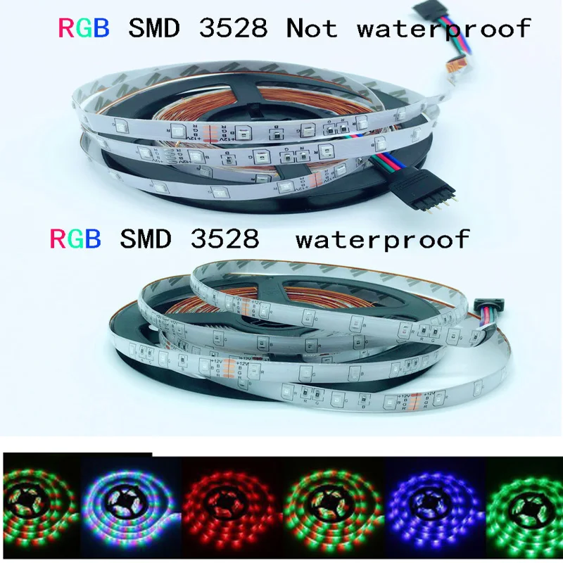 Светодиодная лента гибкая RGB 5050 SMD 2835 5/10/15 м 12 В пост. тока + удаленный контроллер