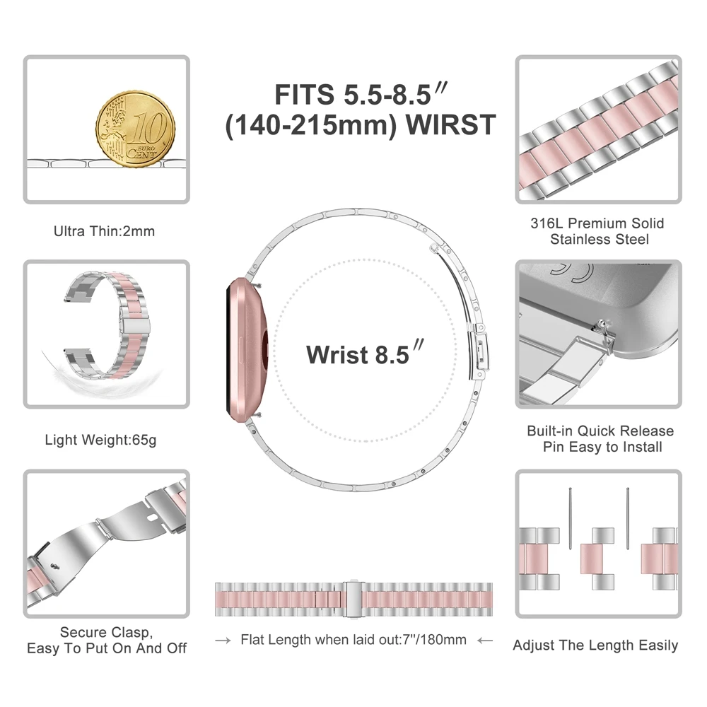 

Metal Strap For Fitbit Versa Band Strap Stainless Steel Bracelet For Fitbit Versa Wristbands Replacement Accessories