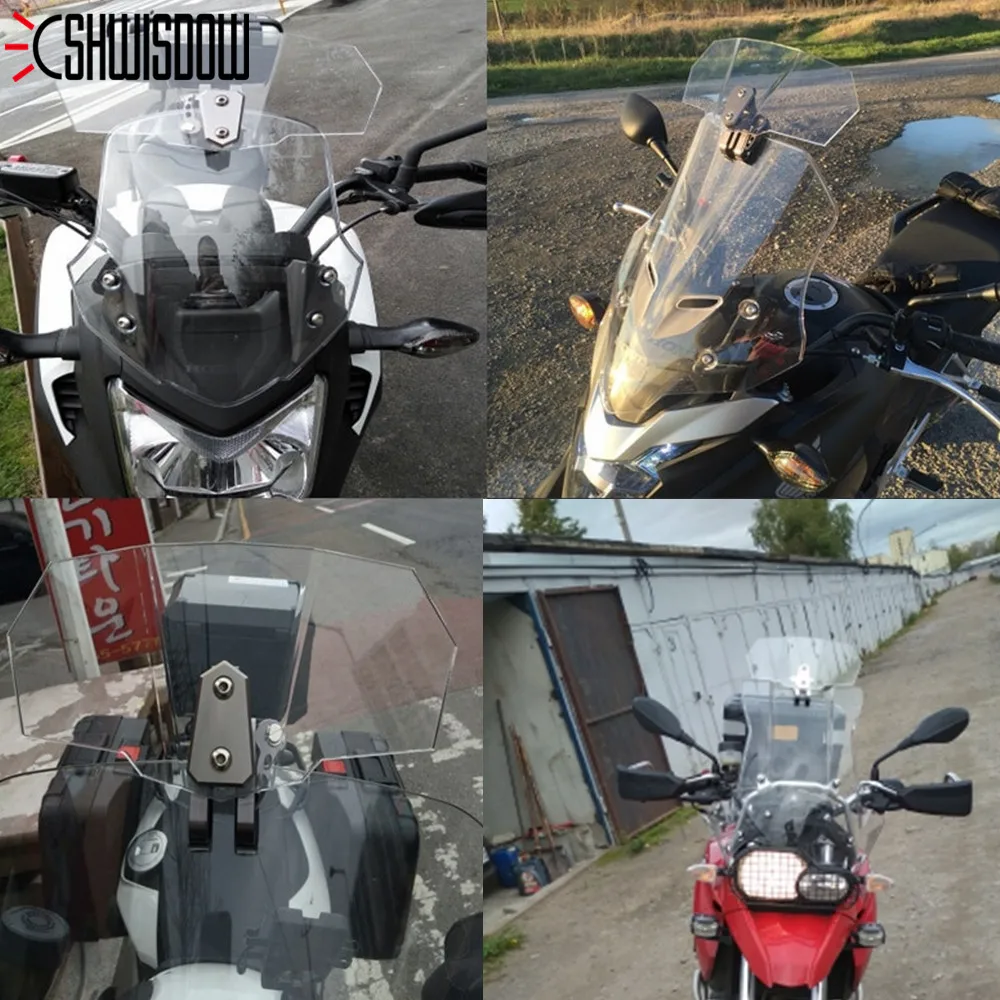 Motorcycle Windshield Airflow Adjustable Windscreen Extension Wind Deflector Unversal Decals For BMW Puig Honda yamaha | Автомобили и