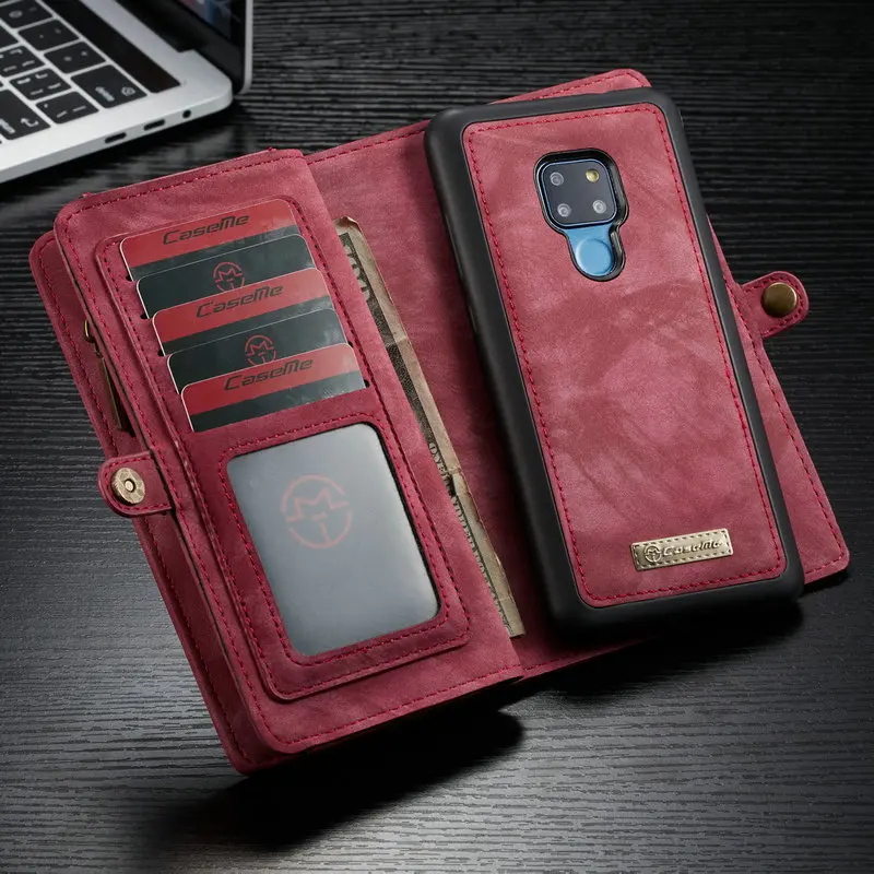 

CaseMe Leather Wallet For Huawei Mate 20 Ultimate Functional All-In-One Handmade Removable Elegant Flip Case For Huawei Mate 20