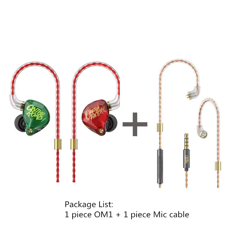 OM1 Add Mic Cable Opera Factory OM1, 3,5 мм, проводные наушники, супер стерео звук, наушники-вкладыши, 2Pin, HIFI, заказное аудио, алмазные басы - Color: OM1 Add Mic Cable