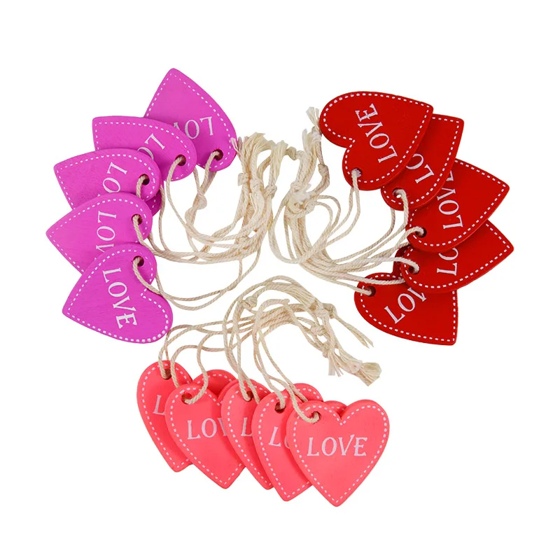 

10pcs Love Heart Shaped Wooden Hanging Ornaments For Wedding Valentine Day Decorative DIY Table Decora Wedding Party Supplies