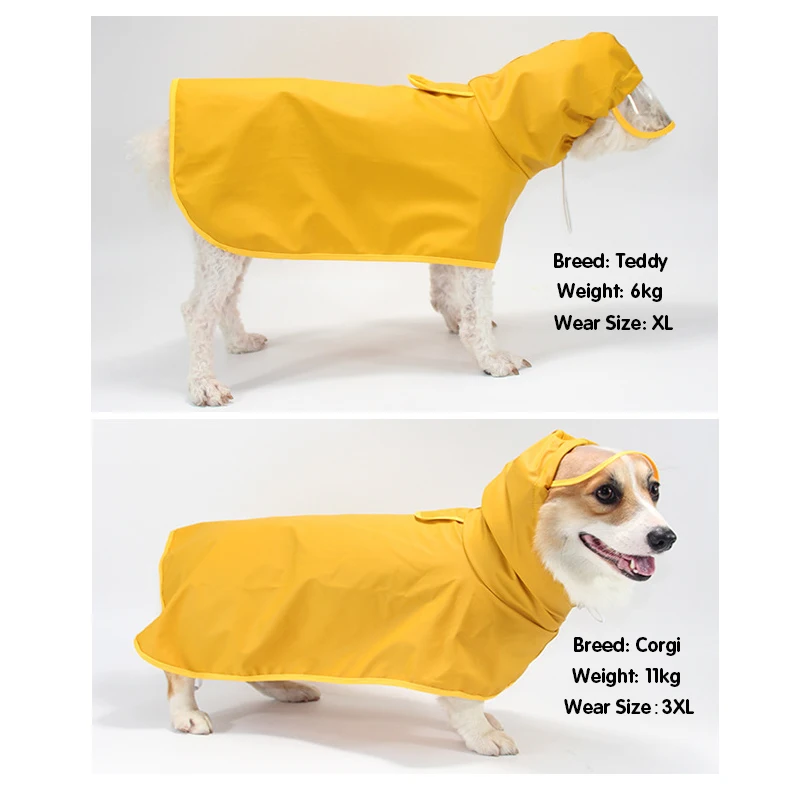 capa de chuva para casaco impermeável macio de jaqueta de chuva para cachorro com capa transparente para proteção da barriga