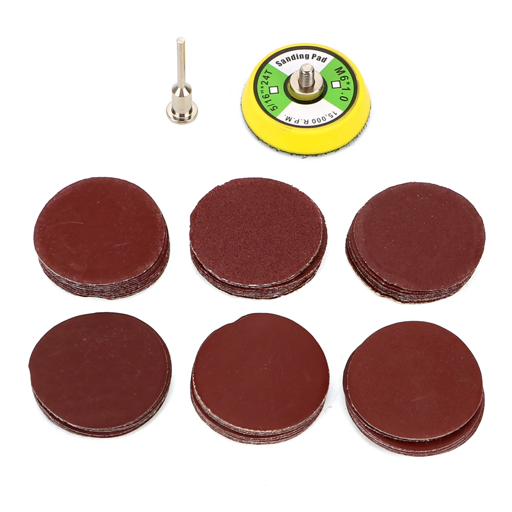 DIYWORK 60 шт./компл. наждачные круги 100/240/600/800/1000/2000 крупа для Деревообрабатывающие инструменты для чистки наждачной бумагой 2 дюйма шлифовальные колодки