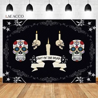 laeacco day of the dead family memorial ceremony backgrounds color printing candle skeleton skull customized photogphy backdrop