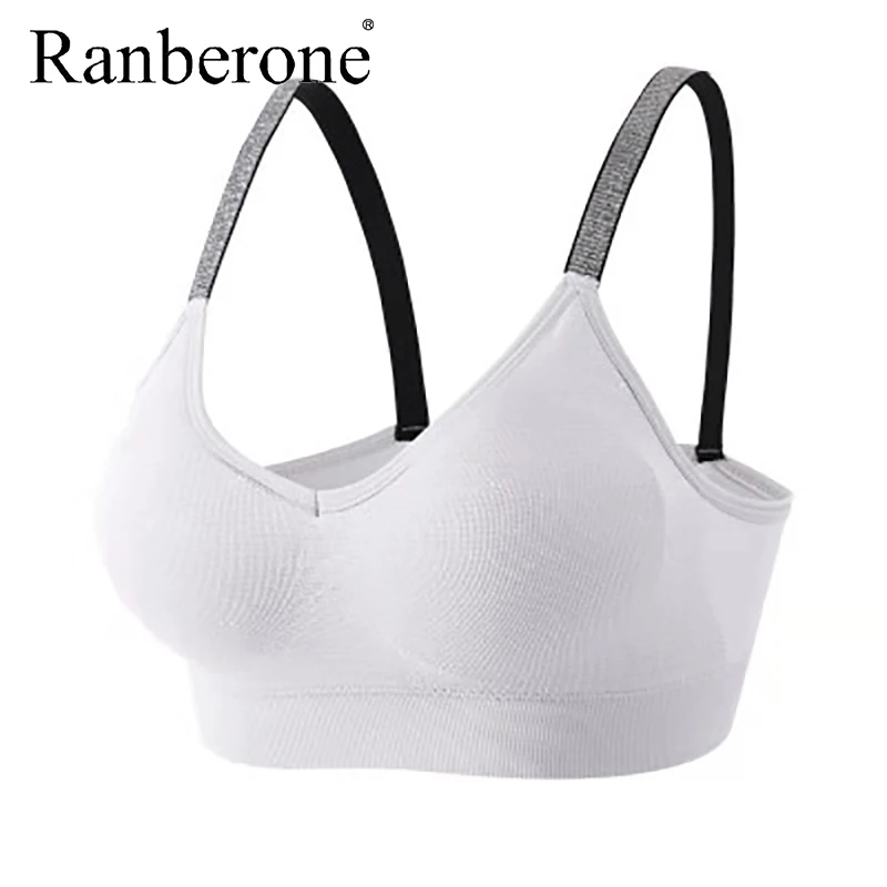 Ranberone Sports Bra Women Fitness Tops Seamless Yoga Bra Women Solid Quick Dry Padded Seamless Gym Top Push Up Sport Bra Tops