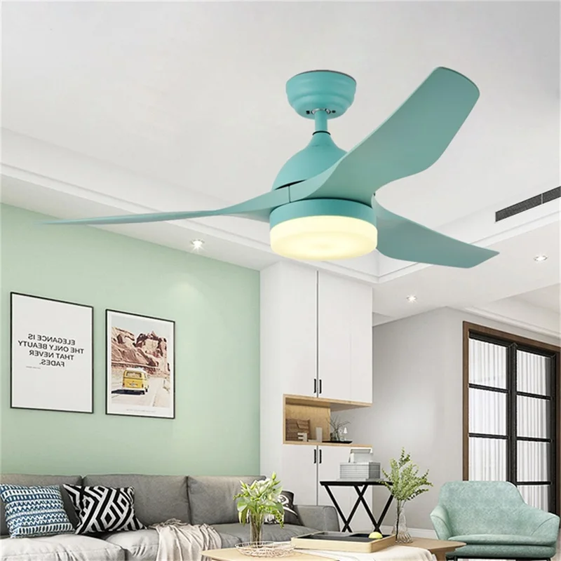 

OURFENG Nordic Ceiling Fans With LED Light 3 Colors Remote Control Acrylic Fan Blade For Home Dining Room Bedroom Parlor Office