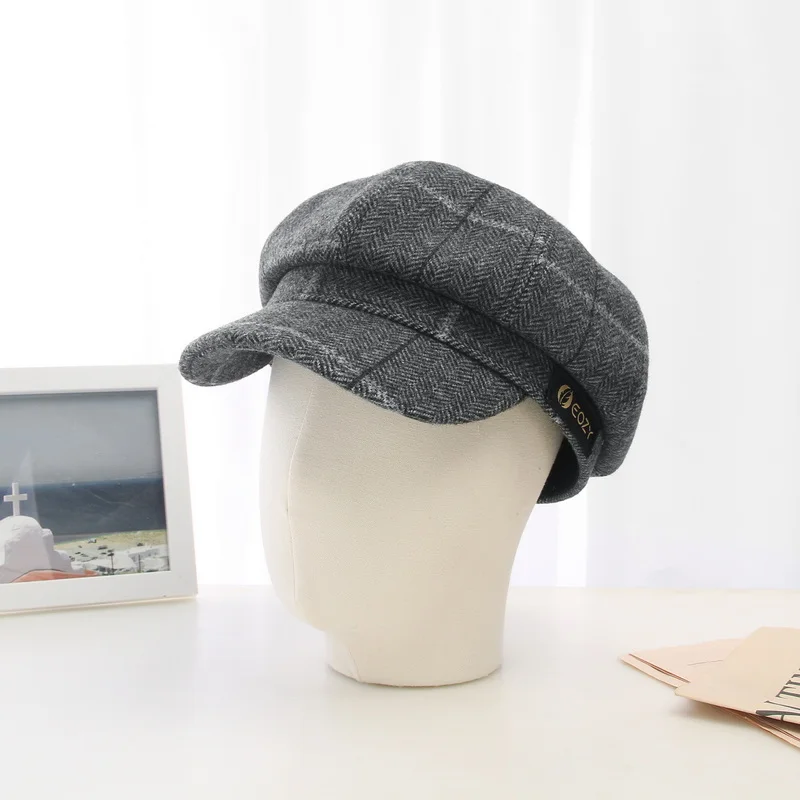 

Men's Casual Newsboy Cap Lattice Design Herringbone Women Retro Hat Driver Flat Cap Octagonal Hats Wholesale