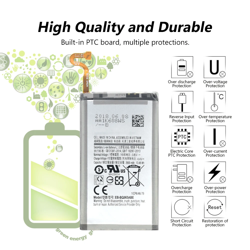 EB BG965ABE литиевая запасная батарея для телефона Samsung Galaxy S9 + Plus G965F SM G965 / G9650 3500mah