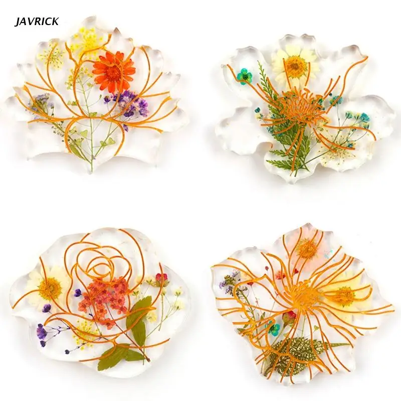 

4 Pcs Flower Shape Coaster Epoxy Resin Mold Handmade Cup Mat Silicone Mould DIY Crafts Jewelry Home Decorations Casting