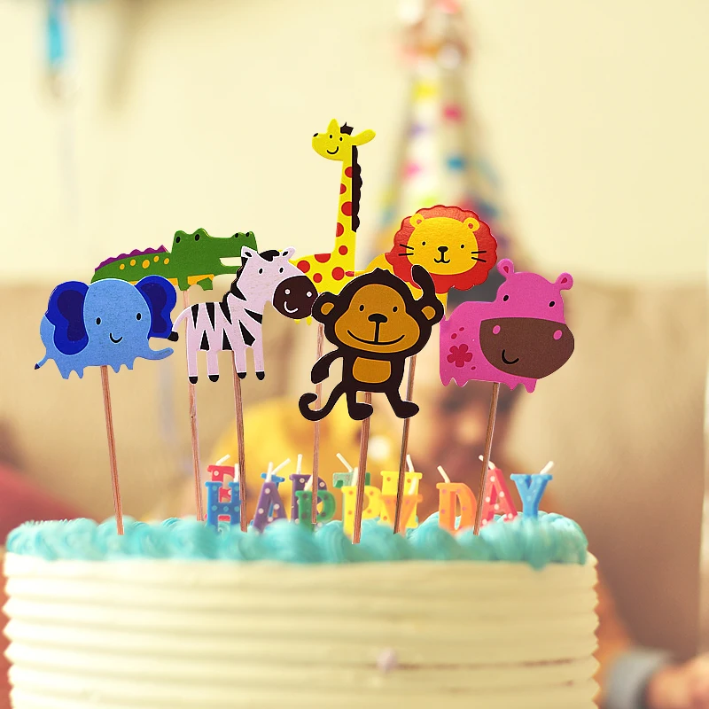 7 шт. тематическая открытка с украшениями в виде животных Лев слон жираф обезьяна