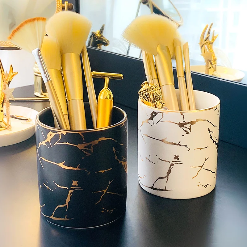 Мраморный держатель кистей для макияжа 1 шт. мраморный стакан щеток керамический