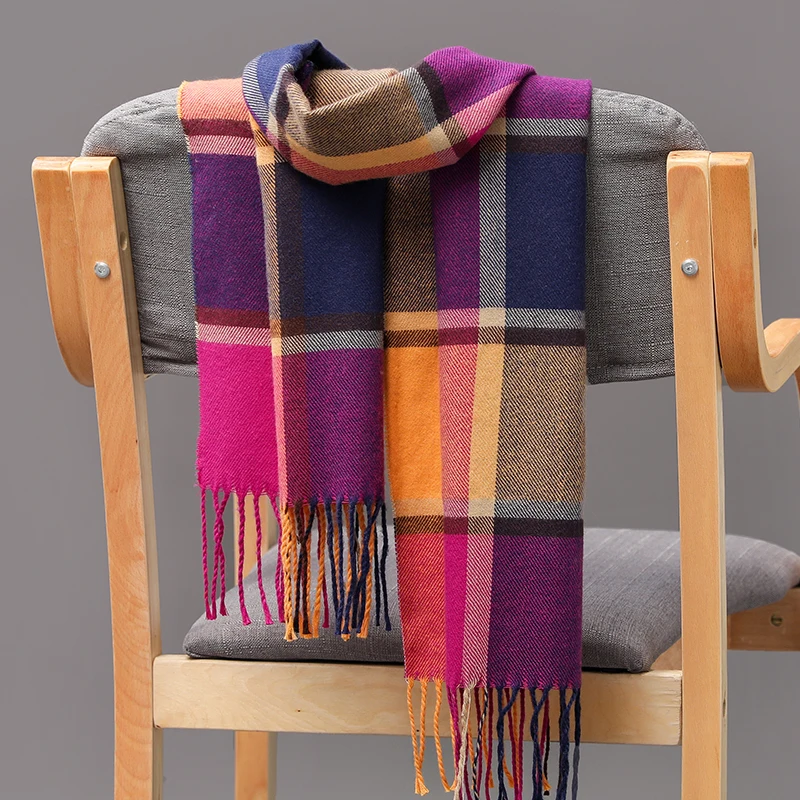 

2020 Plaid Winter Scarf Women Warm Foulard Solid Scarves Fashion Casual Scarfs Cashmere Bufandas Hombre
