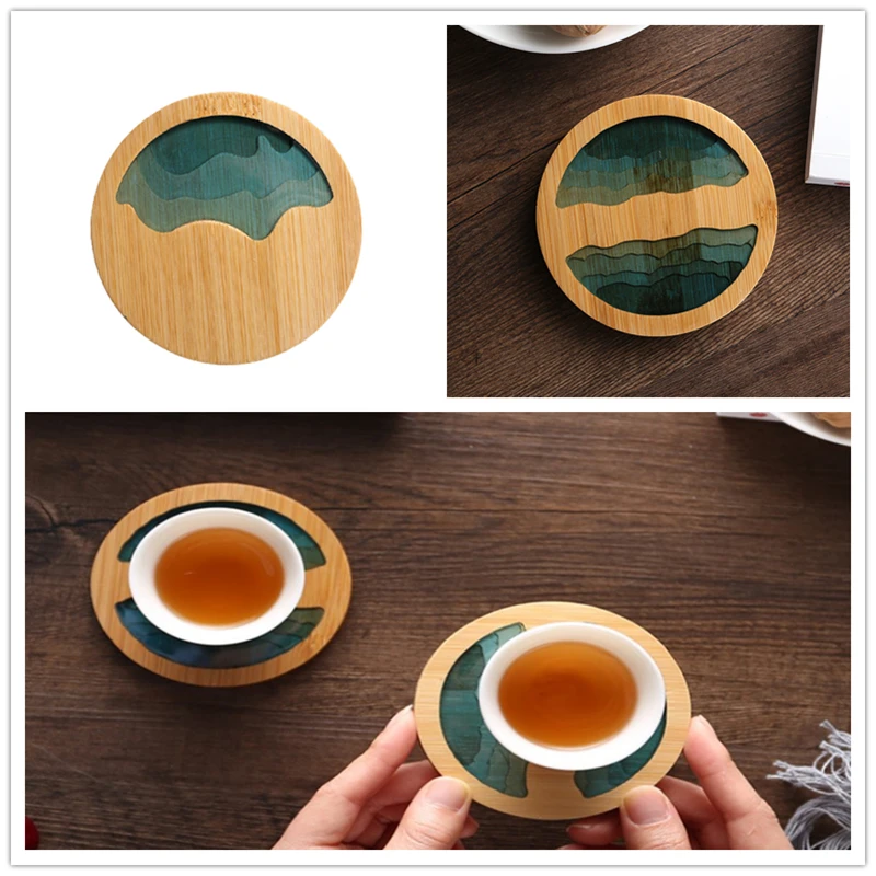

Handmade Natural Wood Coaster Round Square Teacup Mat Bamboo Wooden Coasters For Drinks Resin Art Crafts Kitchen Accessories