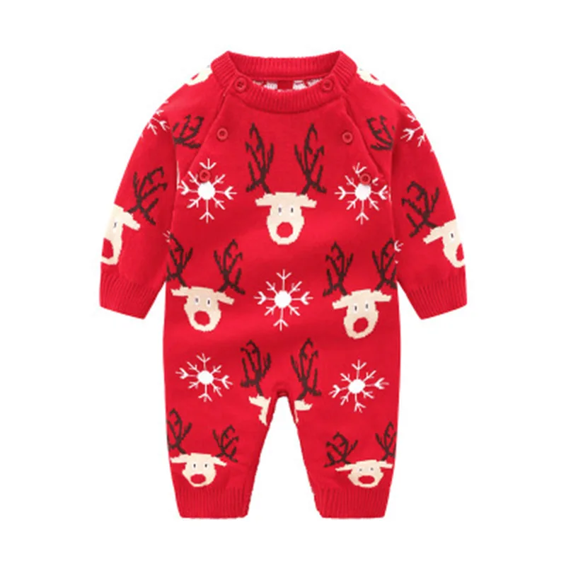 Свитер детская одежда унисекс зима 2019 мой 1 й Рождественский новогодний наряд от 0