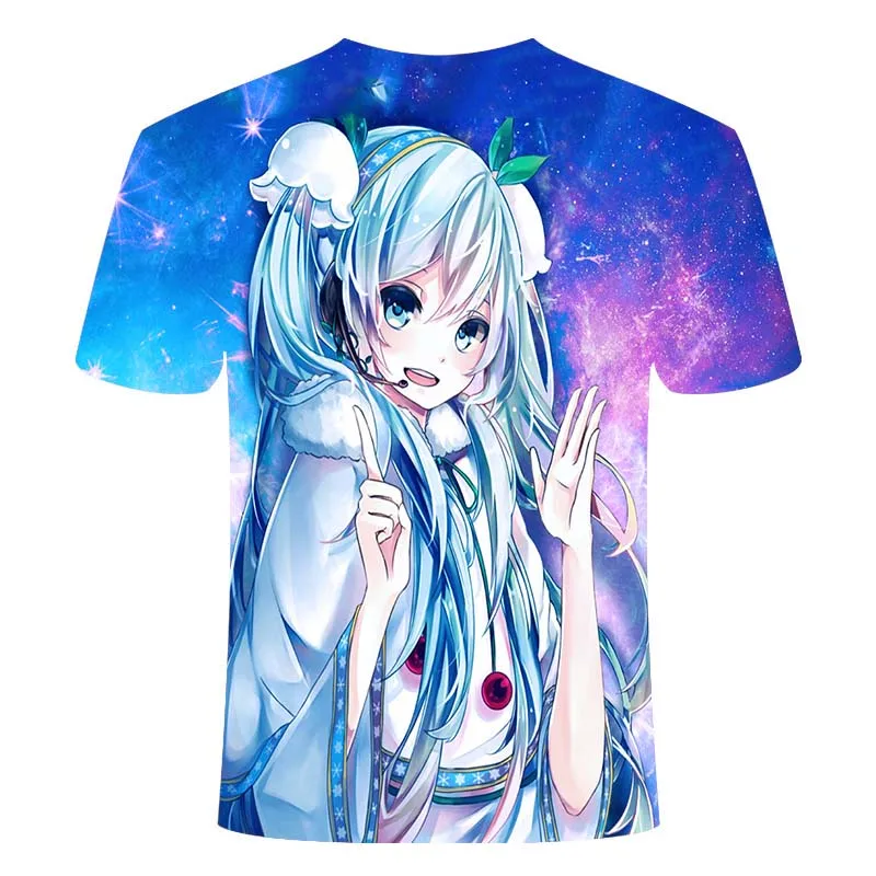 Футболка Hatsune Miku Vocaloid летние топы Женская Повседневная футболка femme футболки с