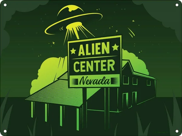 

Mini Tin Sign Alien Center Green Coffee Bar Decoration