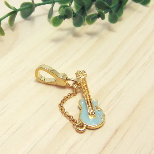 Модные милые светильник голубые подвески для гитары цепочки ключей на молнии