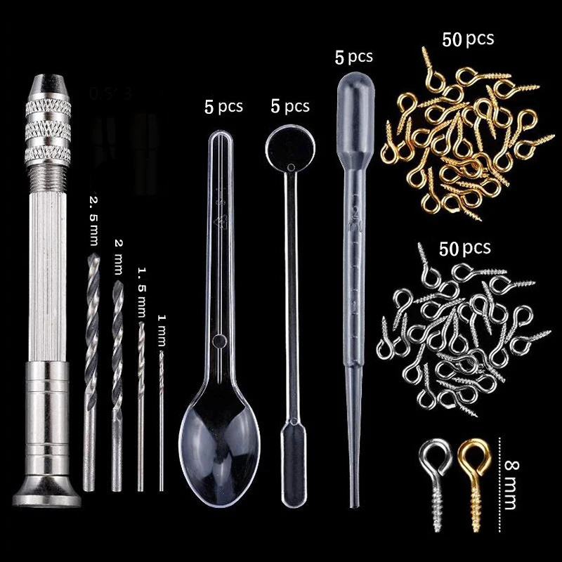 

160PCS/Set Silicone Casting Resin Molds DIY Crystal Epoxy with Drill and Bag Tools Set for Jewelry Bracelet Craft Making