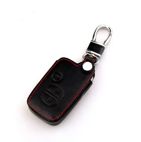 

Leather Car Key Case Cover Holder Protector With Chain For Toyota Prado Crown Reiz Remote Smart Key 3 Buttons