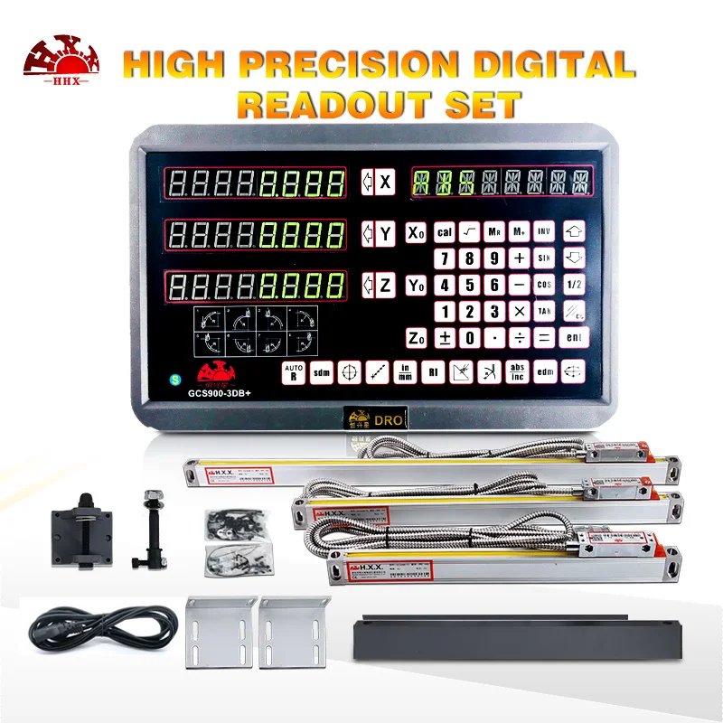 

HXX Completed Kit 3 Axis Digital Readout DRO GCS900-3DB+ And 3pcs 5um 50-1000mm Linear Scale Encoder Of Lathe Milling Machine