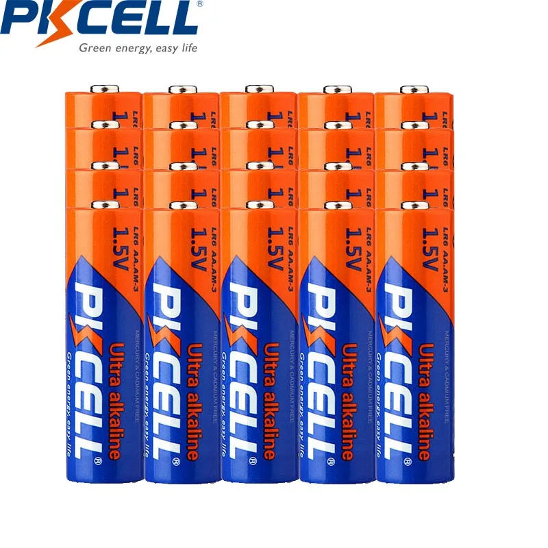 

20pcs PKCELL LR6 AA Alkaline Dry Batteries 1.5V E91 AM3 MN1500 For Remote Control Mouse Clock Electronic Thermometer Walkman