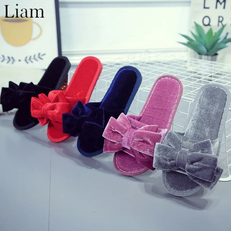 Лиам Золотой Бархат глазурованный Дом Тапочки женские зимние теплые мягкие