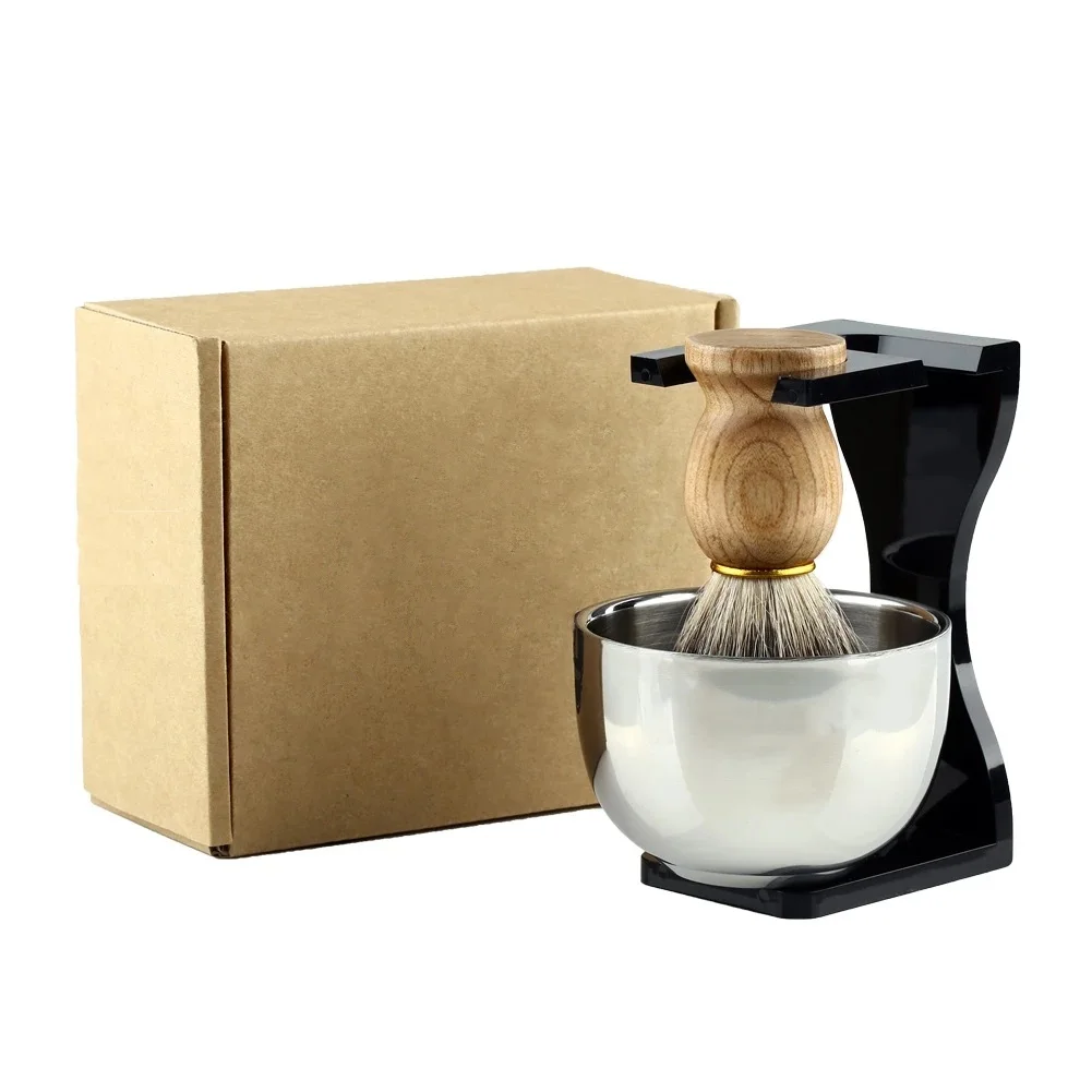 Набор для бритья 3 в 1 Парикмахерская Кисть кисть барсука прозрачная акриловая