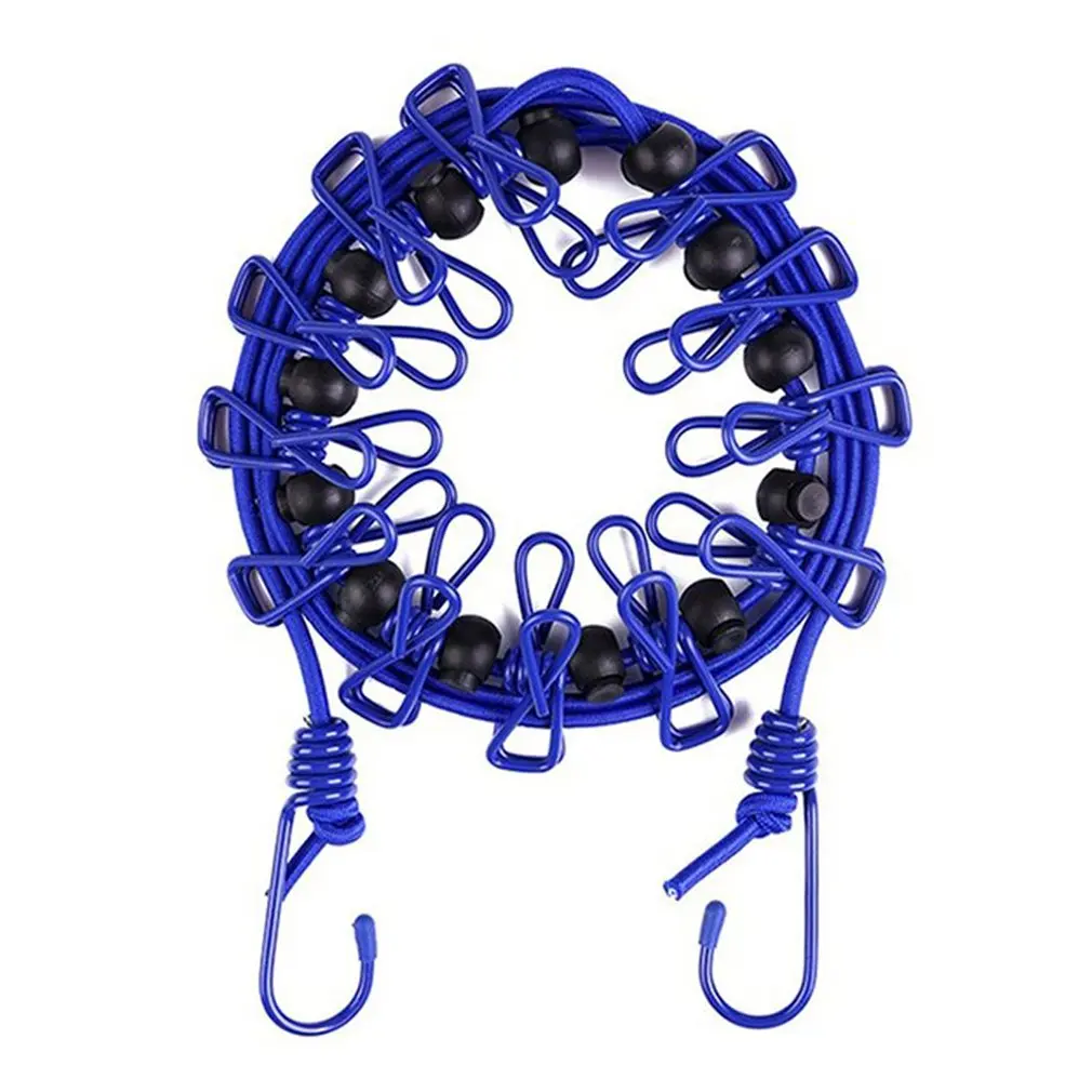 

1PCS Laundry Line Windproof Elastic Adjustable Portable Clothesline Clothes Rope with 12 Clips for Travel Outdoor and Indoor Use