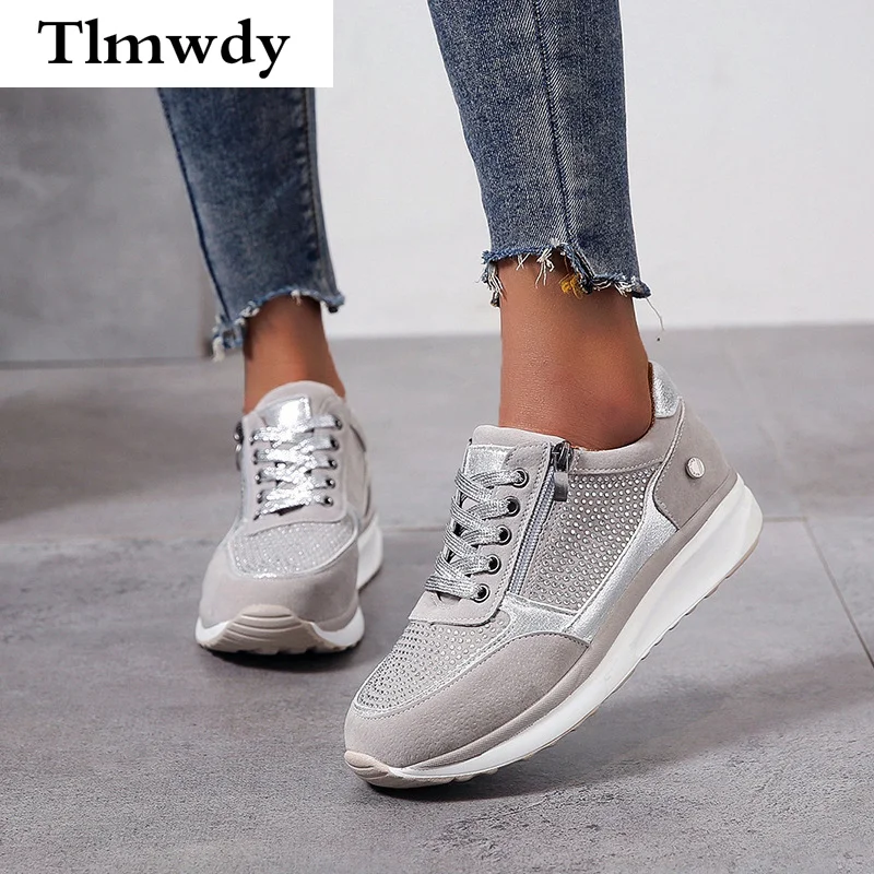 

2021 Spring Fashion Women Comfortable Sneakers Zipper Vulcanized Women's Shoes Thick-soled Increased Comfortable Casual Shoes