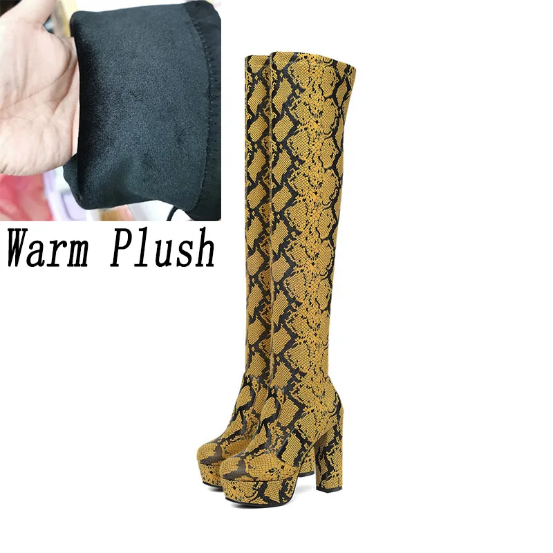 Женские зимние сапоги выше колена на платформе 12 см высокие до бедра высоком
